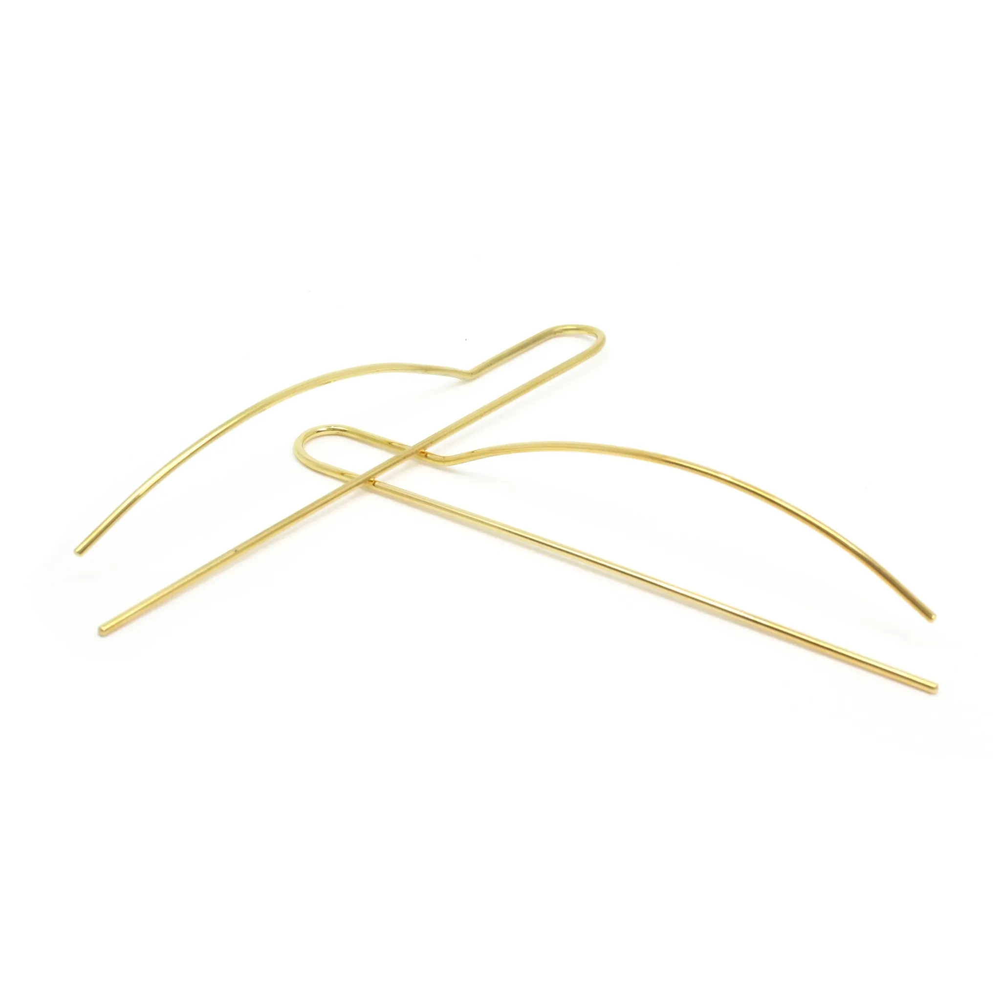 Curved Rod Threader Earrings, 18K Yellow Gold