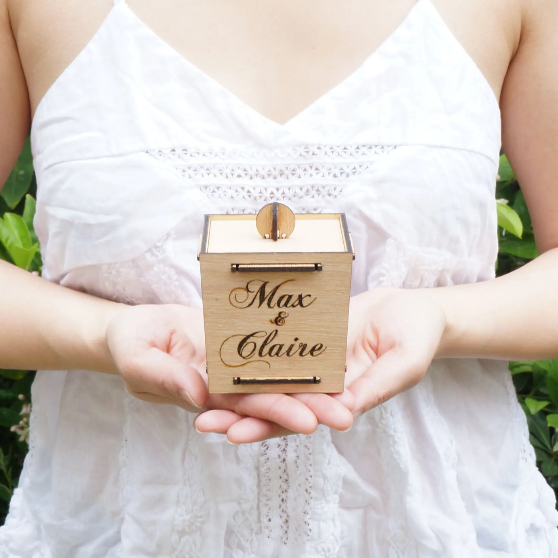 Custom Personalized Couples Names Wood Jewelry Box with Lid Wedding Engagement Industrial Couples Gift