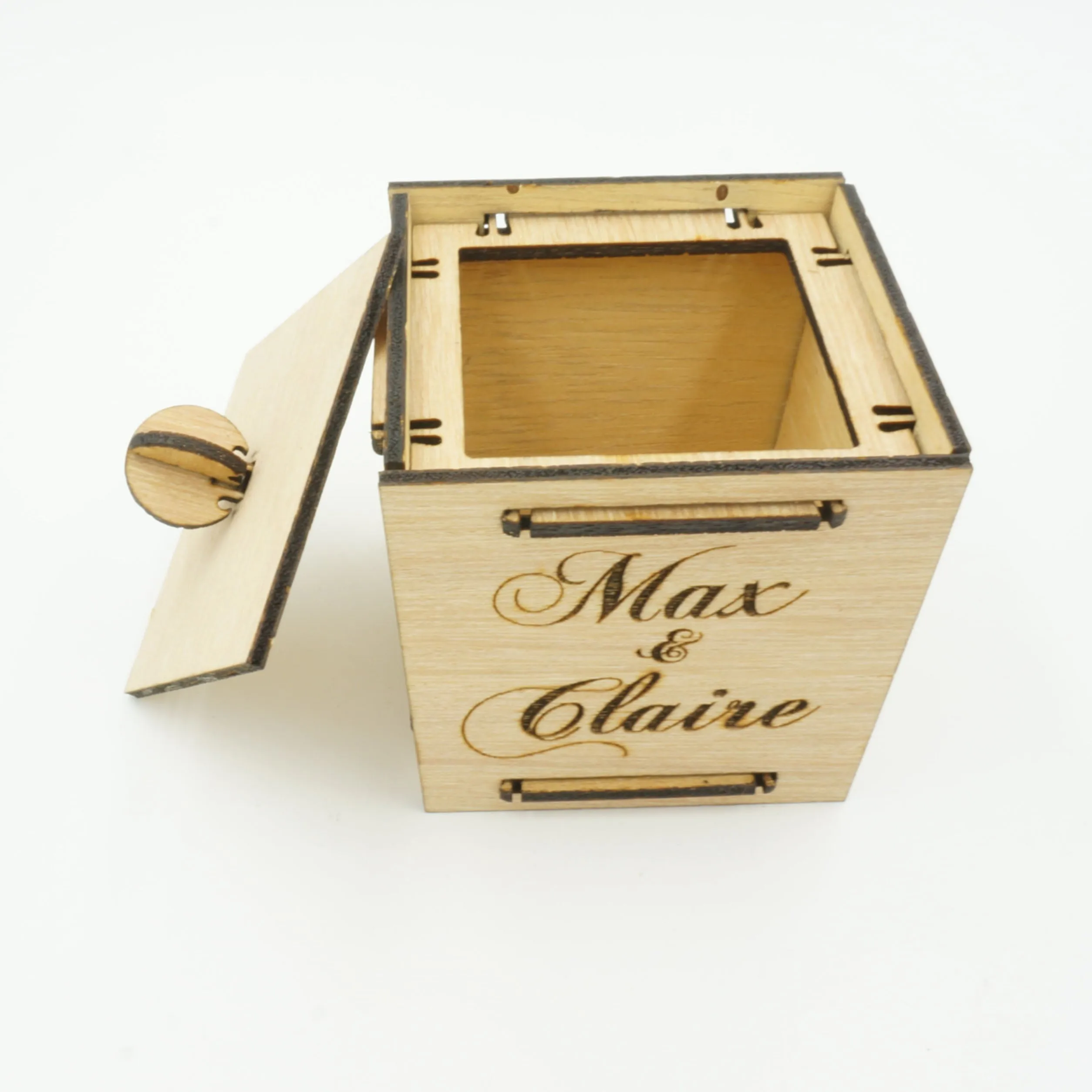 Custom Personalized Couples Names Wood Jewelry Box with Lid Wedding Engagement Industrial Couples Gift