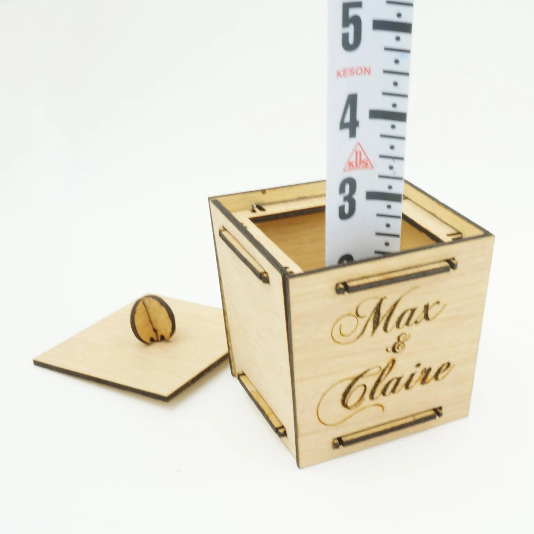Custom Personalized Couples Names Wood Jewelry Box with Lid Wedding Engagement Industrial Couples Gift