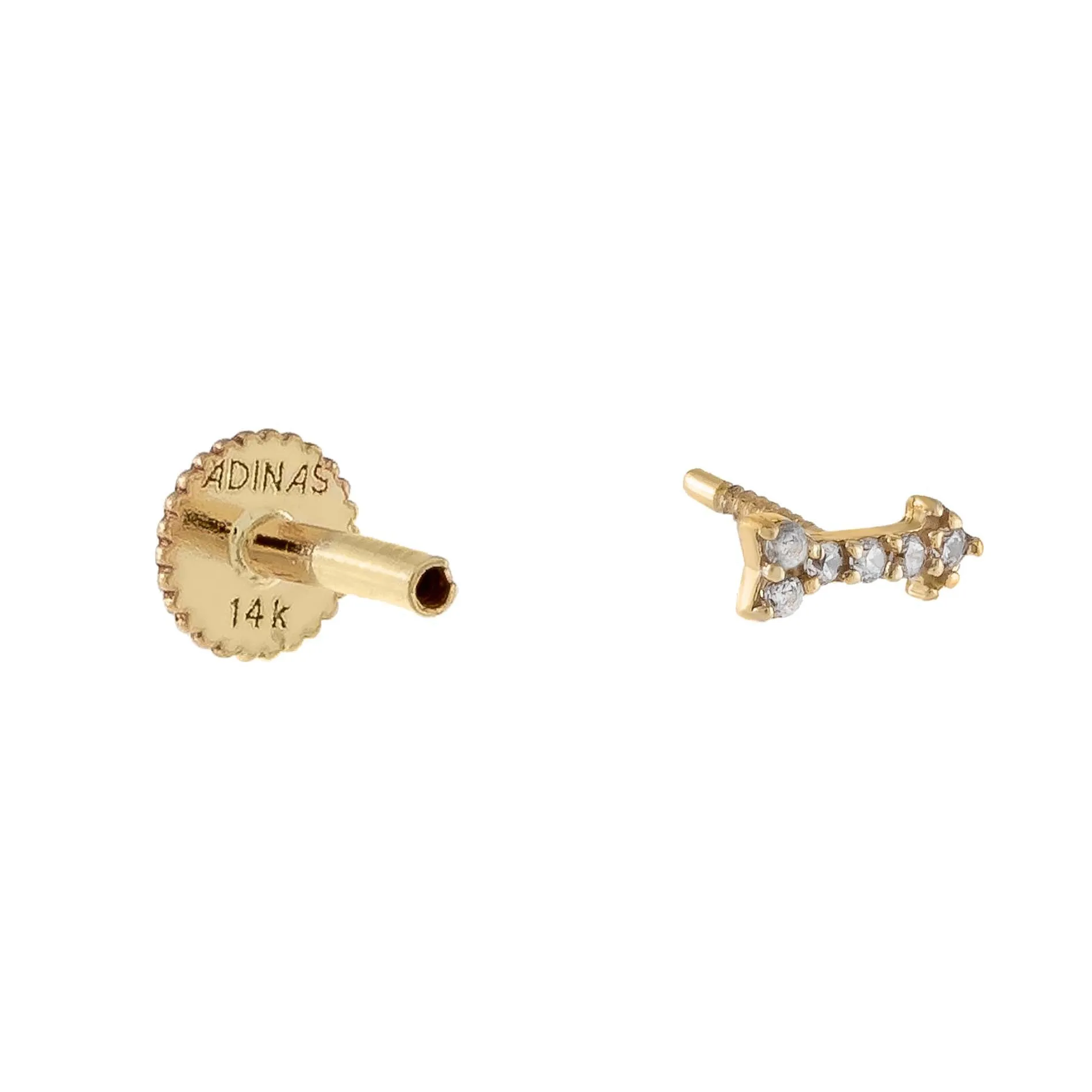CZ Arrow Stud Earring 14K