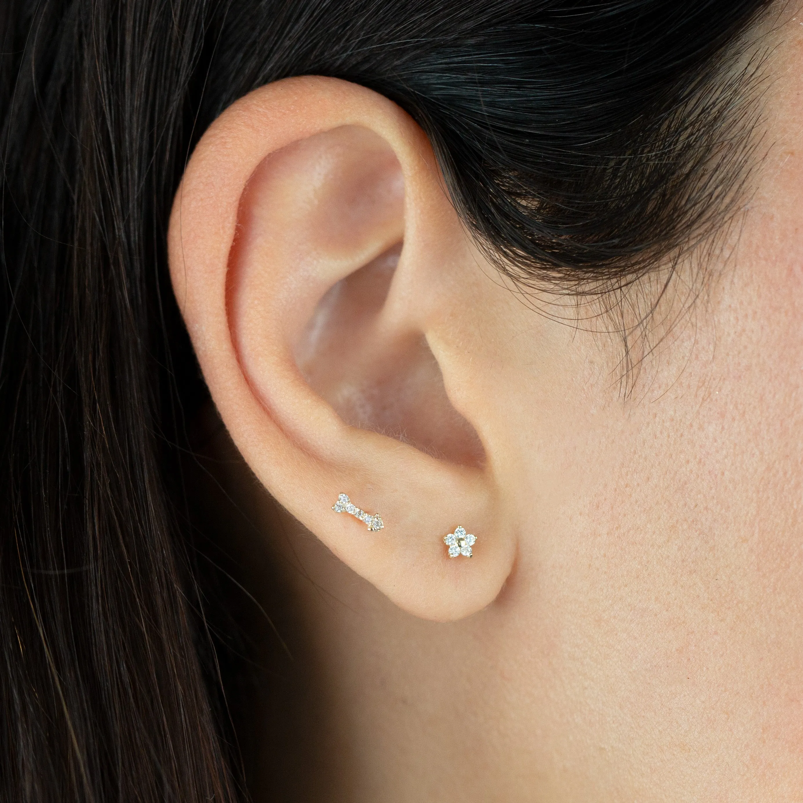 CZ Arrow Stud Earring 14K