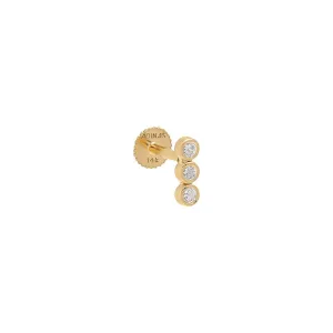 CZ Bezel Bar Threaded Stud Earring 14K