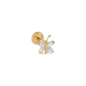 CZ Mini Butterfly Stud Earring 14K