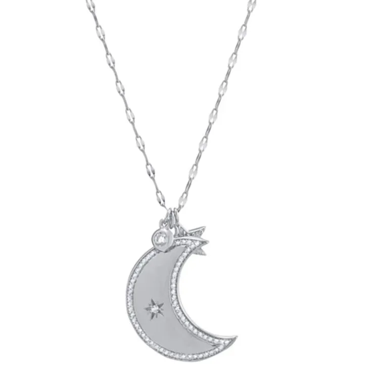 CZ Moon & Star Necklace - Gold or Silver