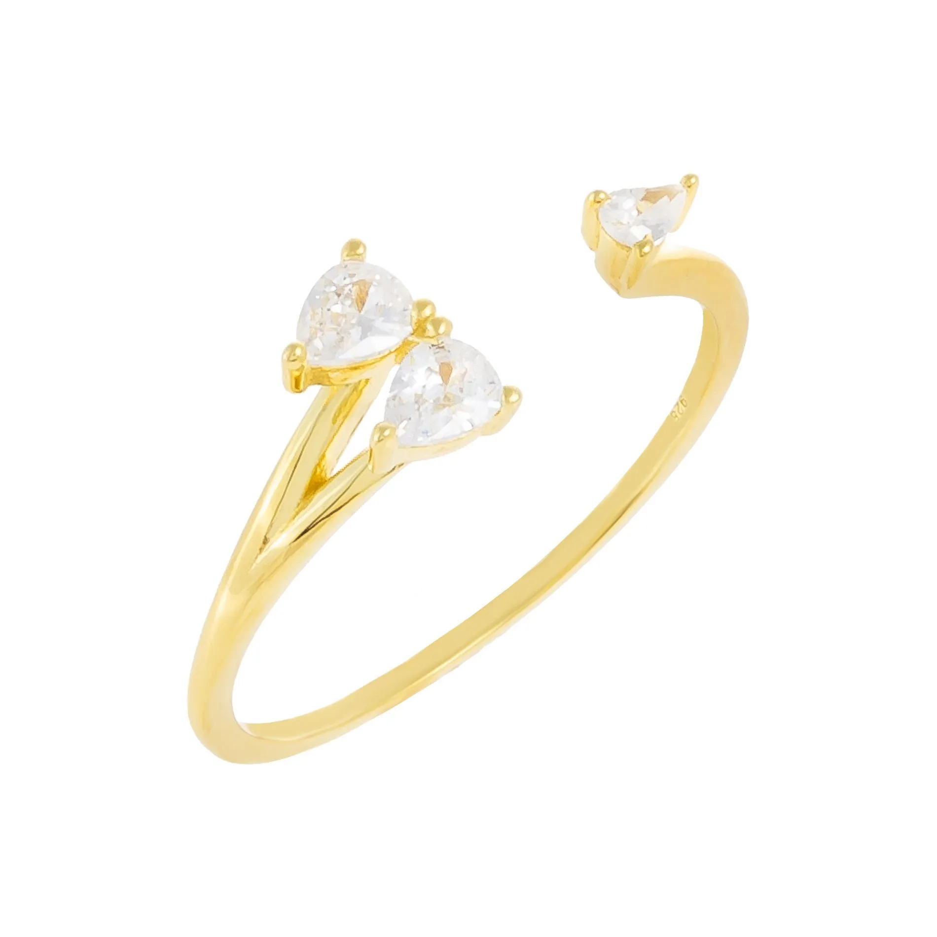 CZ Open Teardrop Stone Ring