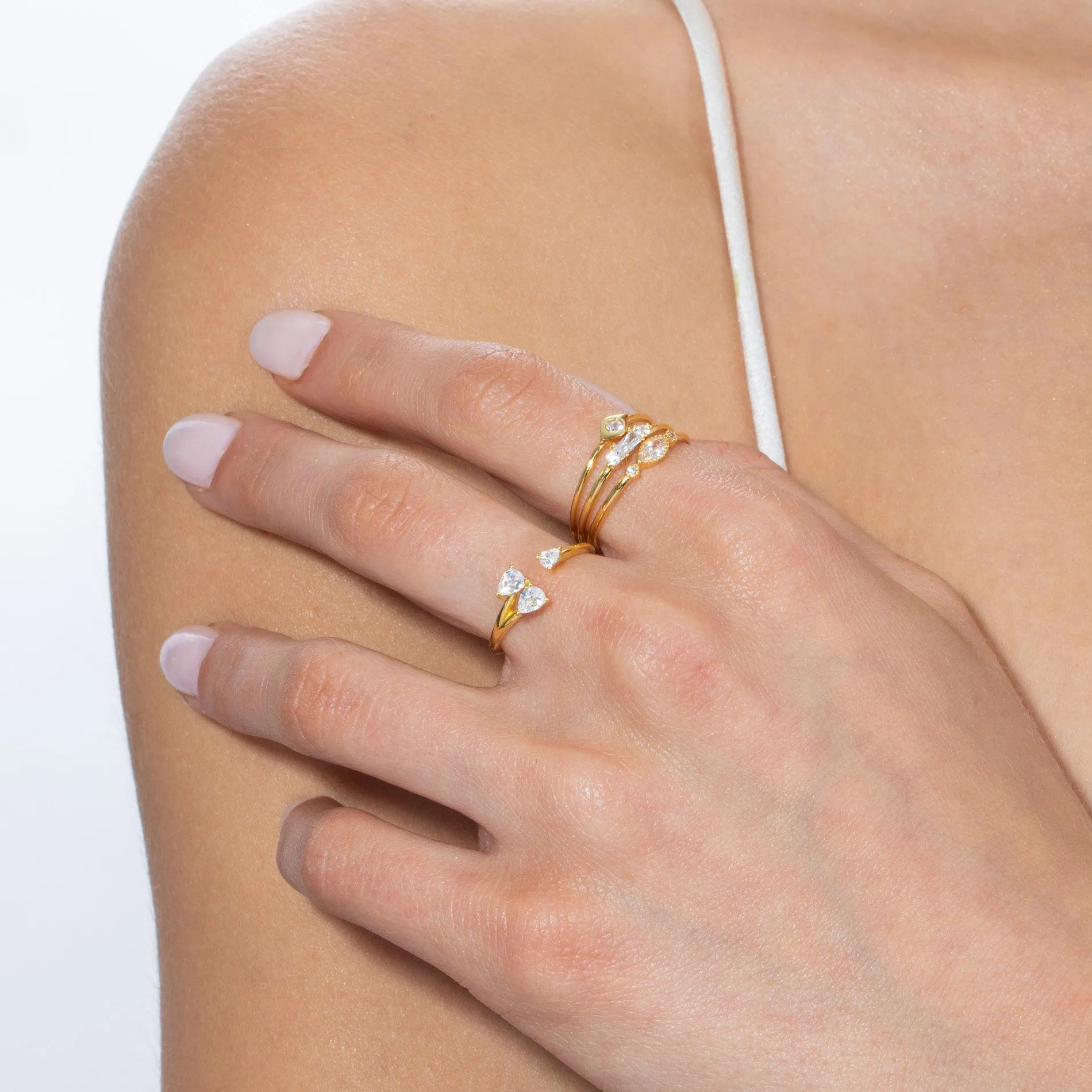 CZ Open Teardrop Stone Ring