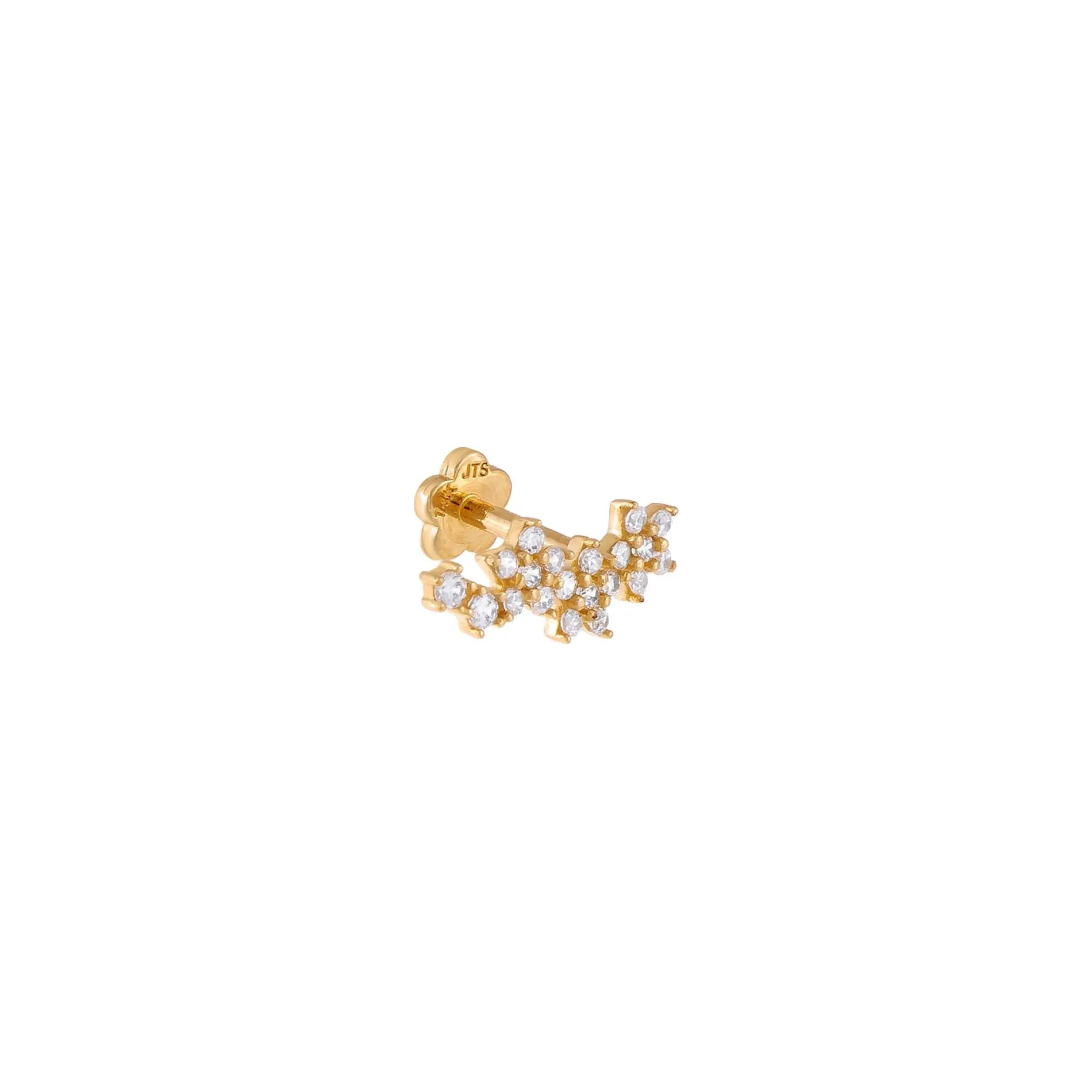 CZ Star Cluster Threaded Stud Earring 14K
