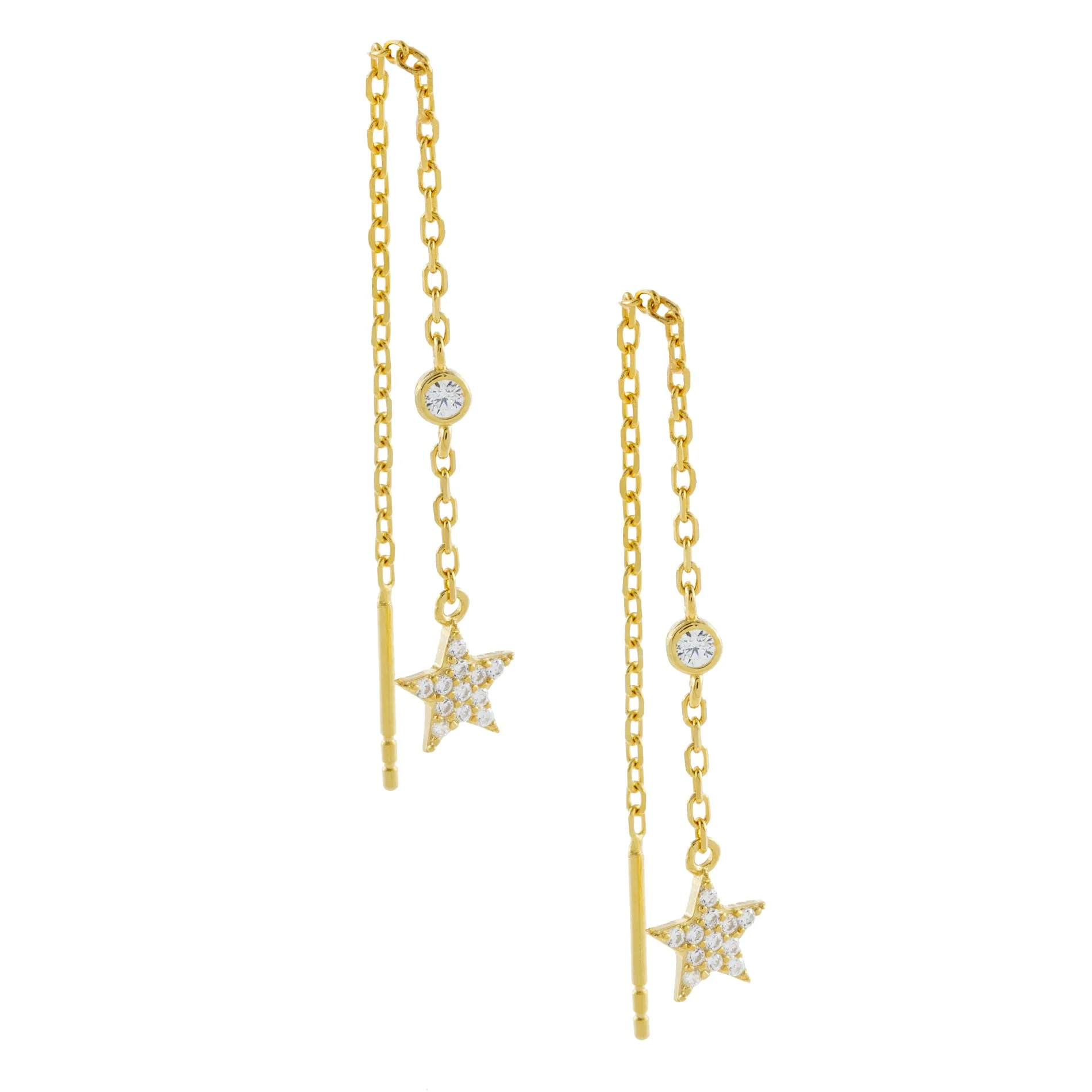 CZ Star Threader Drop Earring