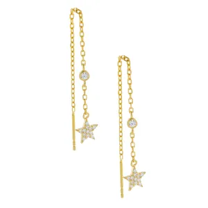 CZ Star Threader Drop Earring