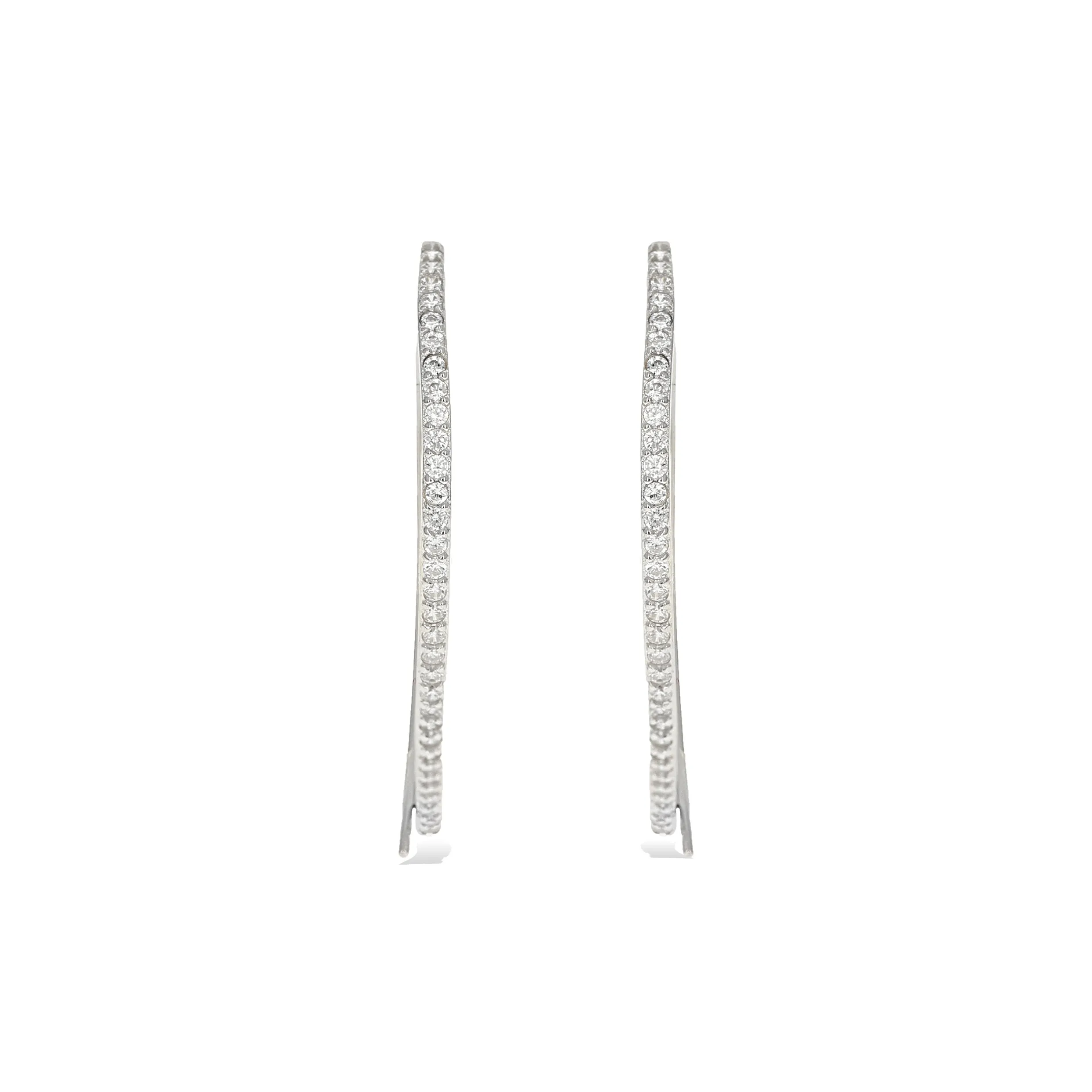 Cz Threader Hoop Earrings