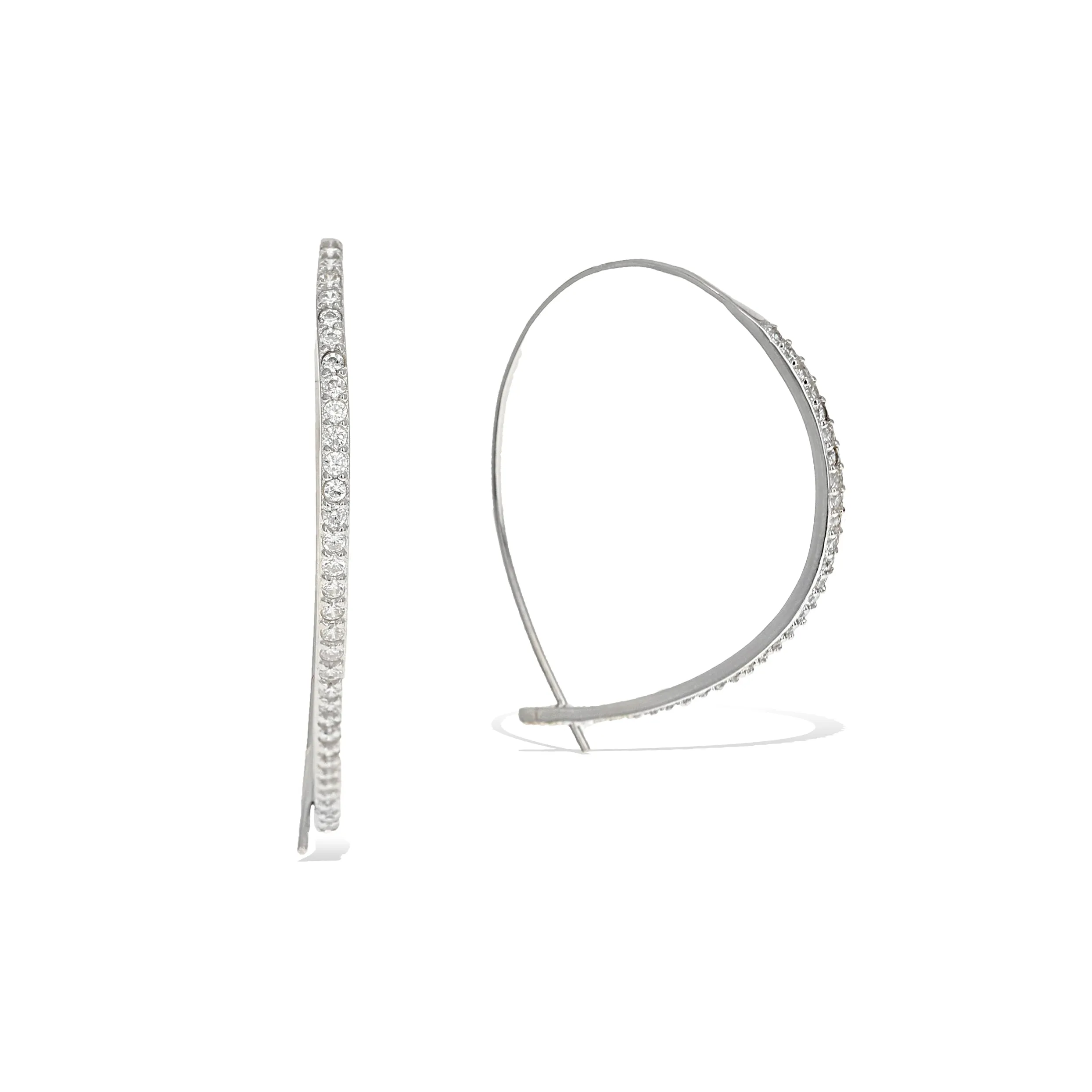 Cz Threader Hoop Earrings