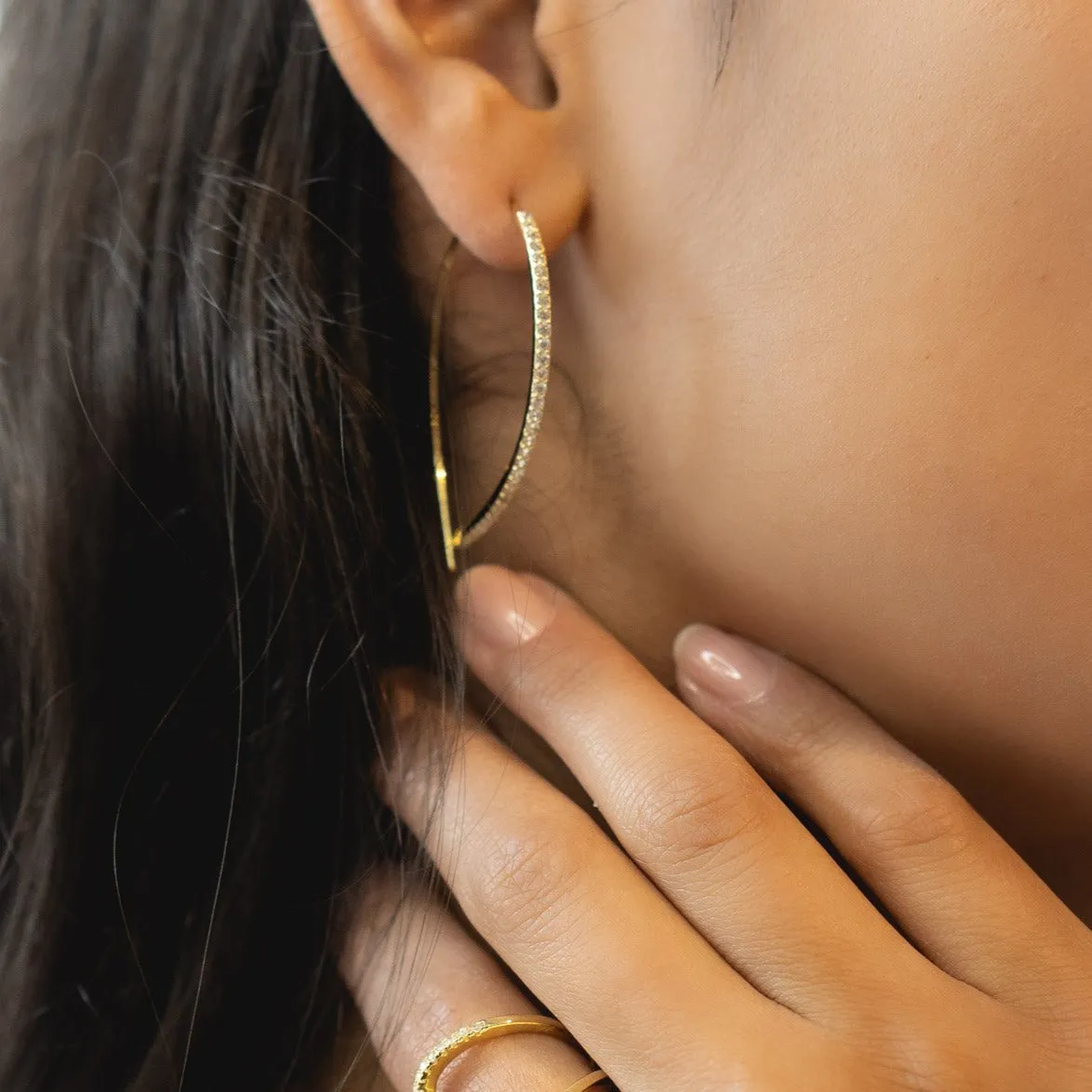 Cz Threader Hoop Earrings