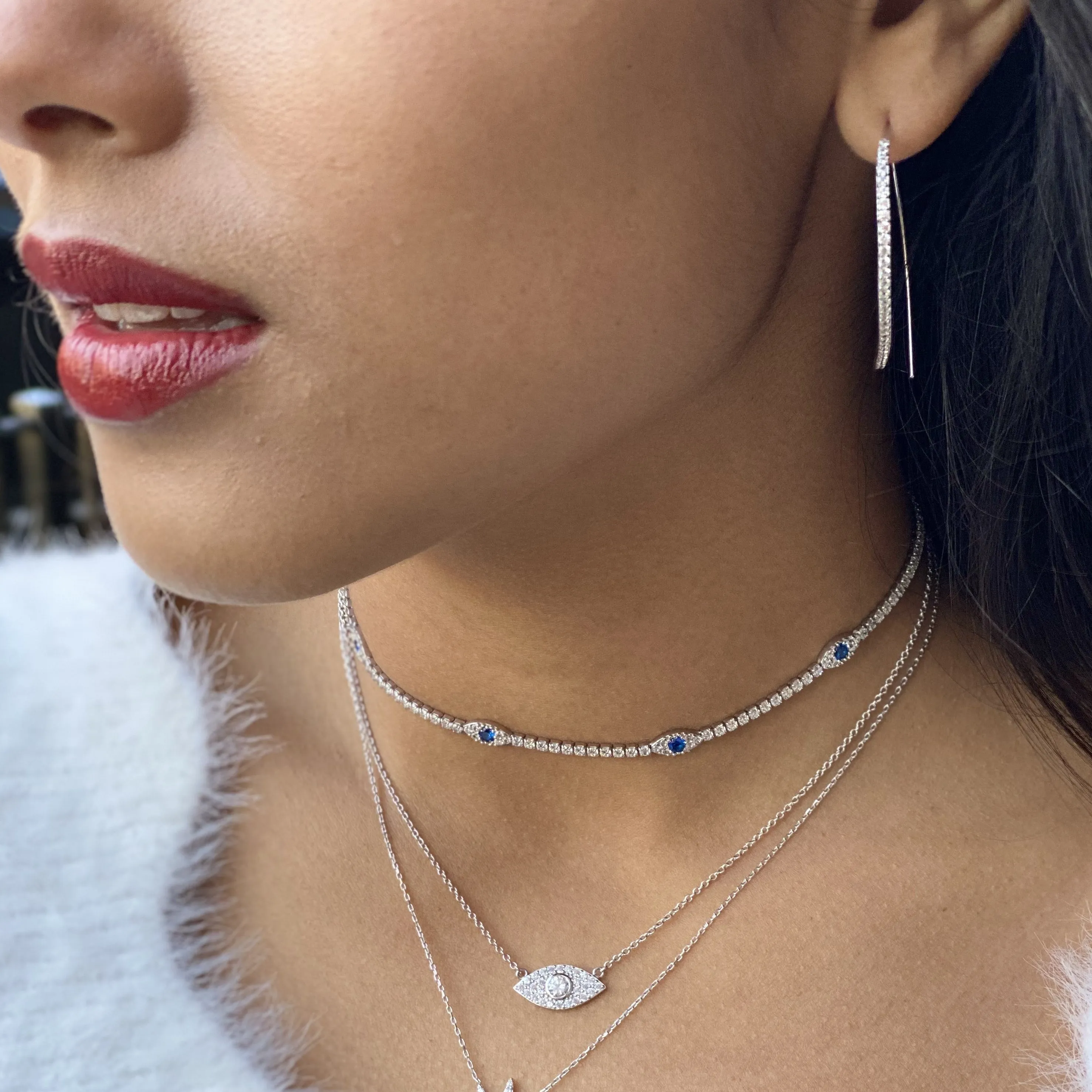 Cz Threader Hoop Earrings