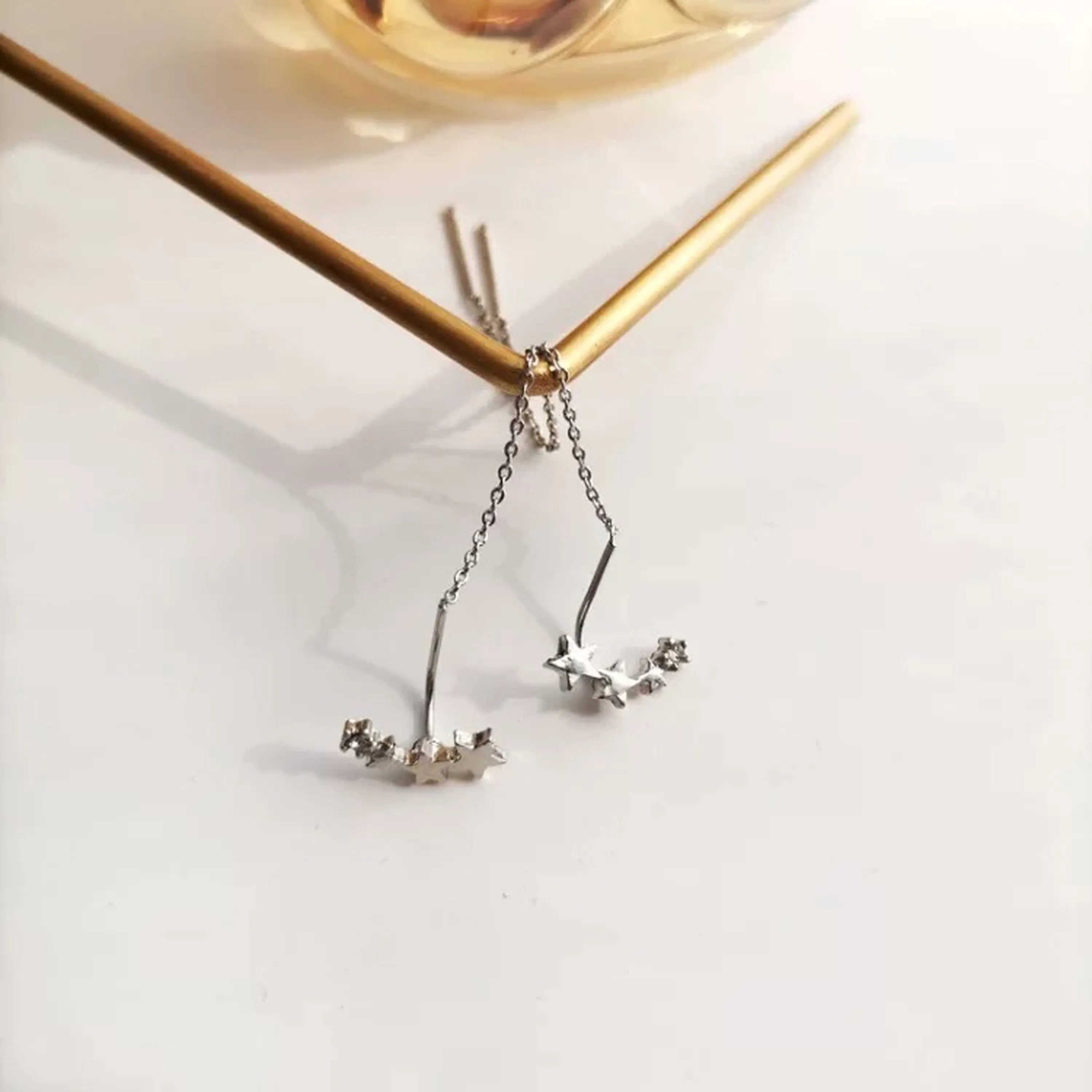 Dainty star threader earrings