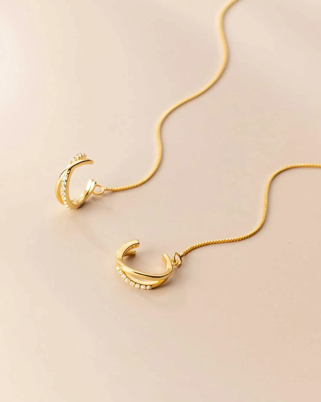 Diamante Cross Ear Cuffs and Threader Earrings