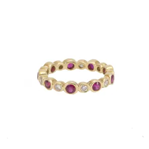 Diamond & Ruby Eternity Band with Alternating Bezels
