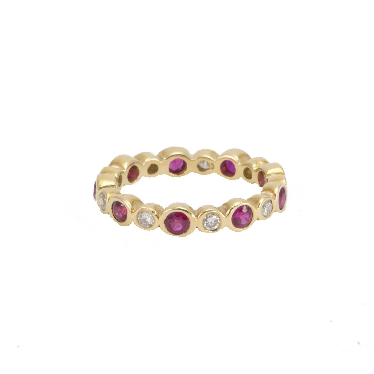 Diamond & Ruby Eternity Band with Alternating Bezels