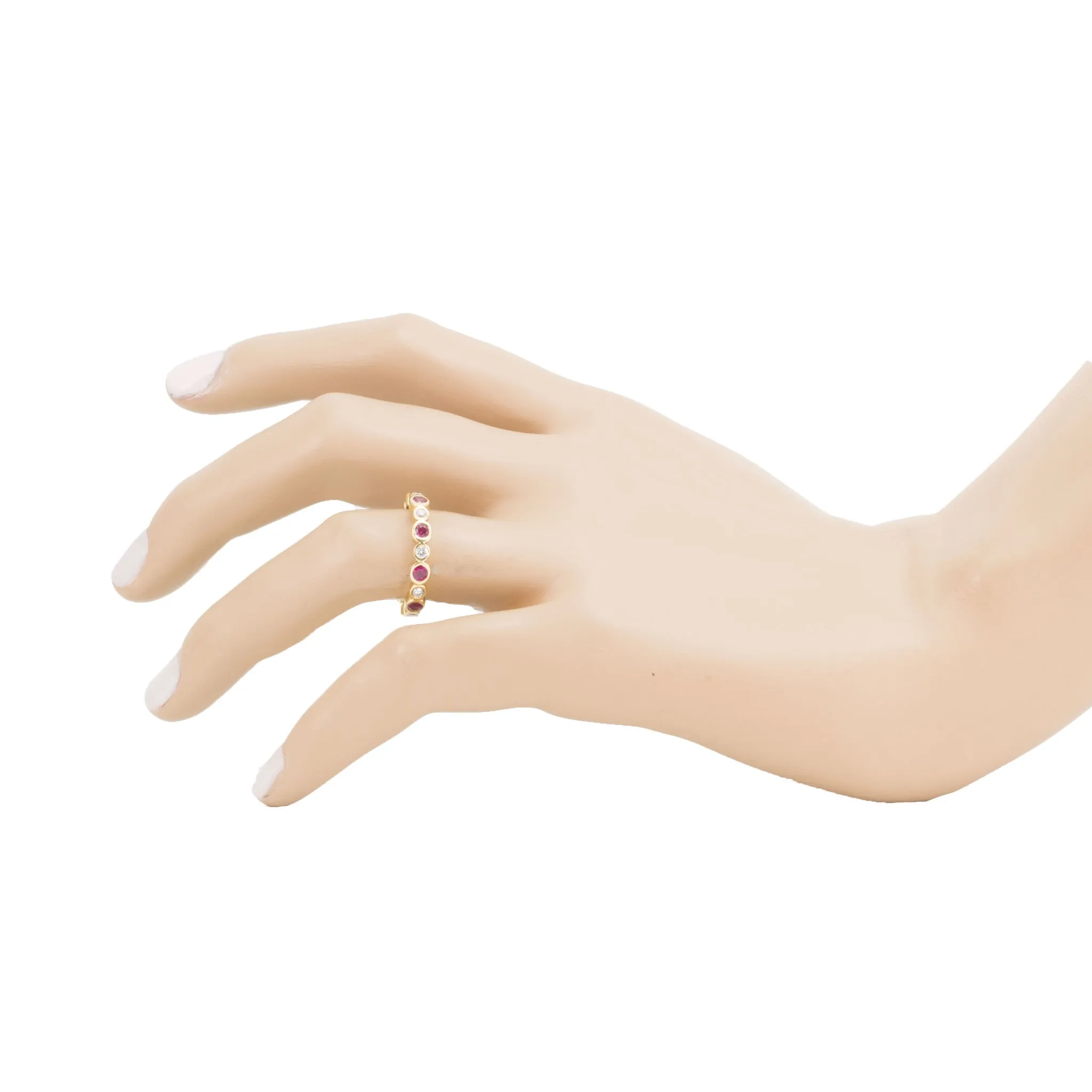 Diamond & Ruby Eternity Band with Alternating Bezels