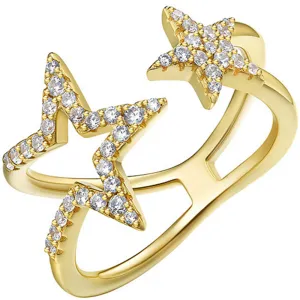 Diamond Double Star Wrap Open Ring