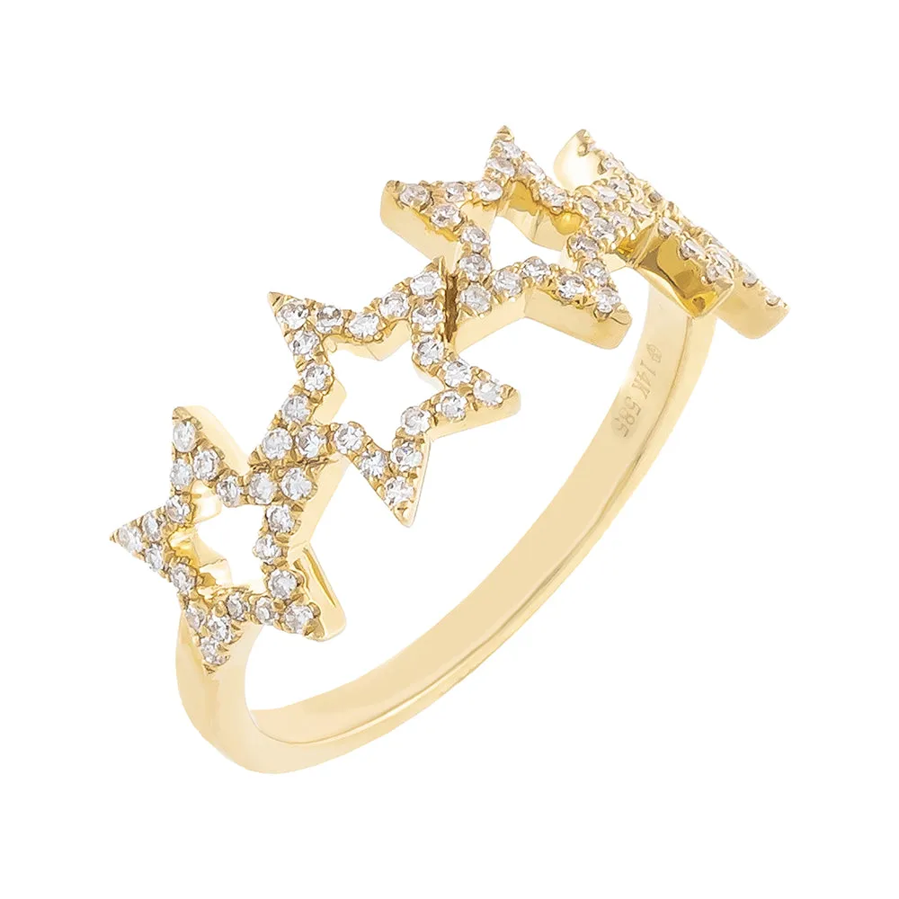 Diamond Open Star Ring 14K