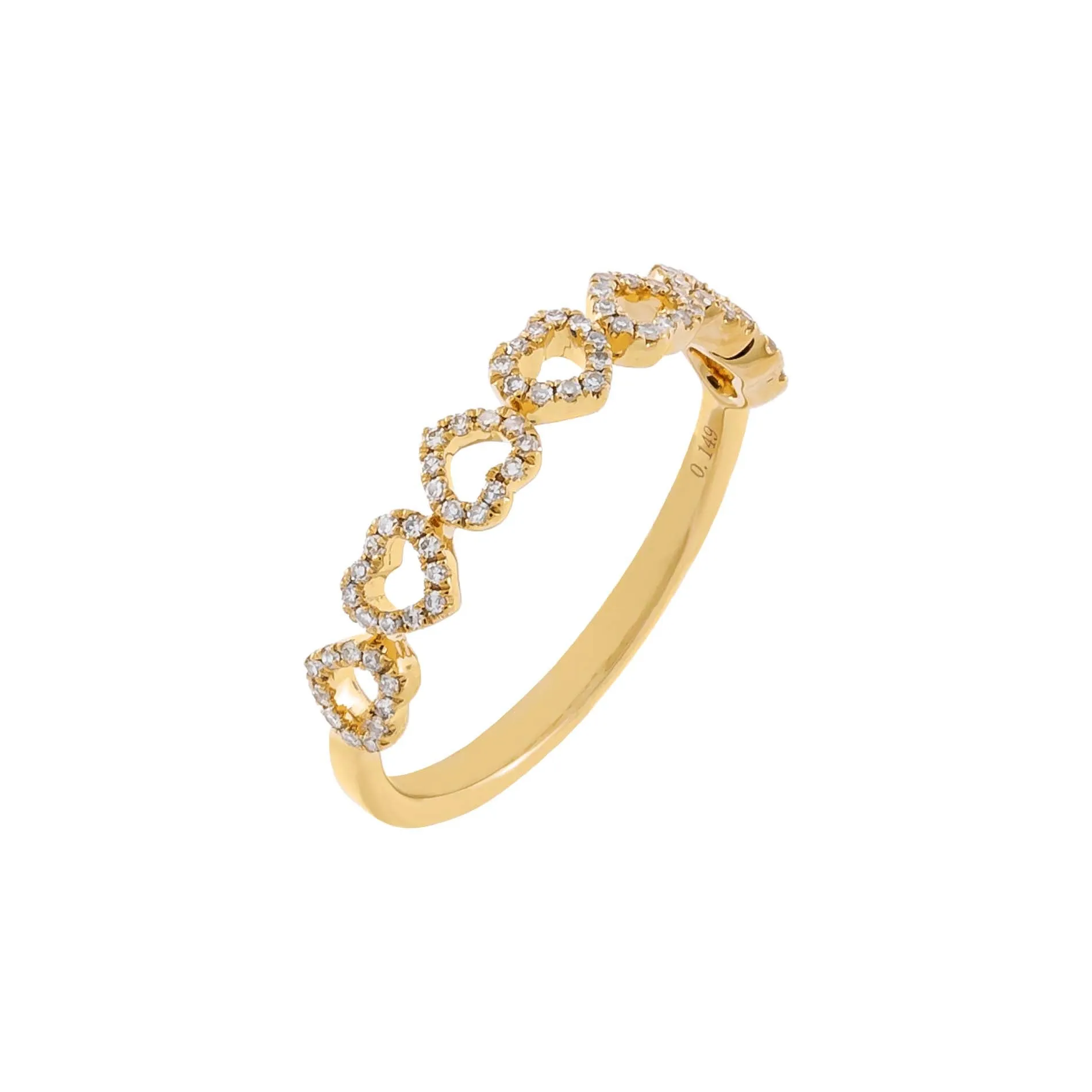 Diamond Pavé Open Heart Band Ring 14K