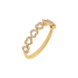 Diamond Pavé Open Heart Band Ring 14K