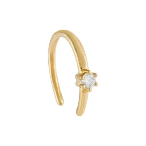 Diamond Round Stone Threader Earring 14K