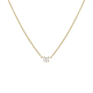 Diamond Scattered Baguette Pendant Necklace 14K