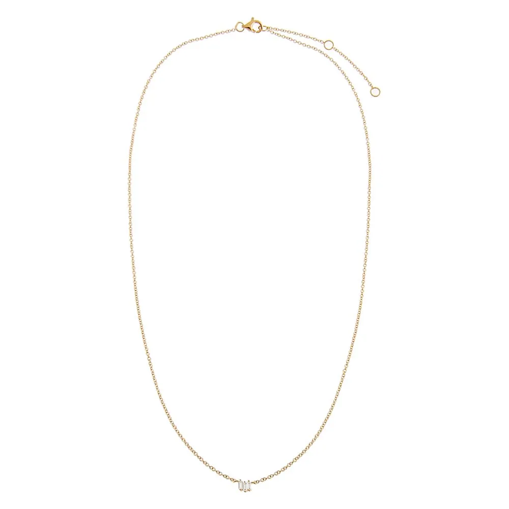 Diamond Scattered Baguette Pendant Necklace 14K