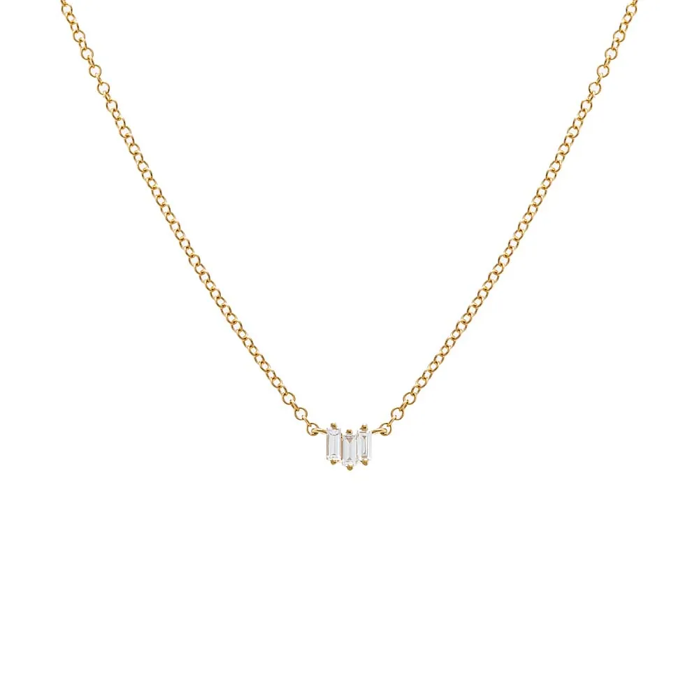 Diamond Scattered Baguette Pendant Necklace 14K