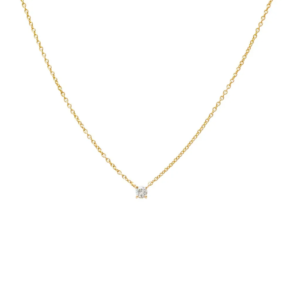Diamond Solitaire Pendant Necklace 14K