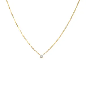 Diamond Solitaire Pendant Necklace 14K