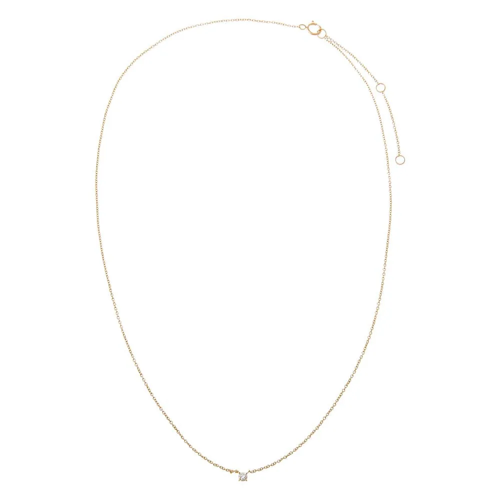 Diamond Solitaire Pendant Necklace 14K