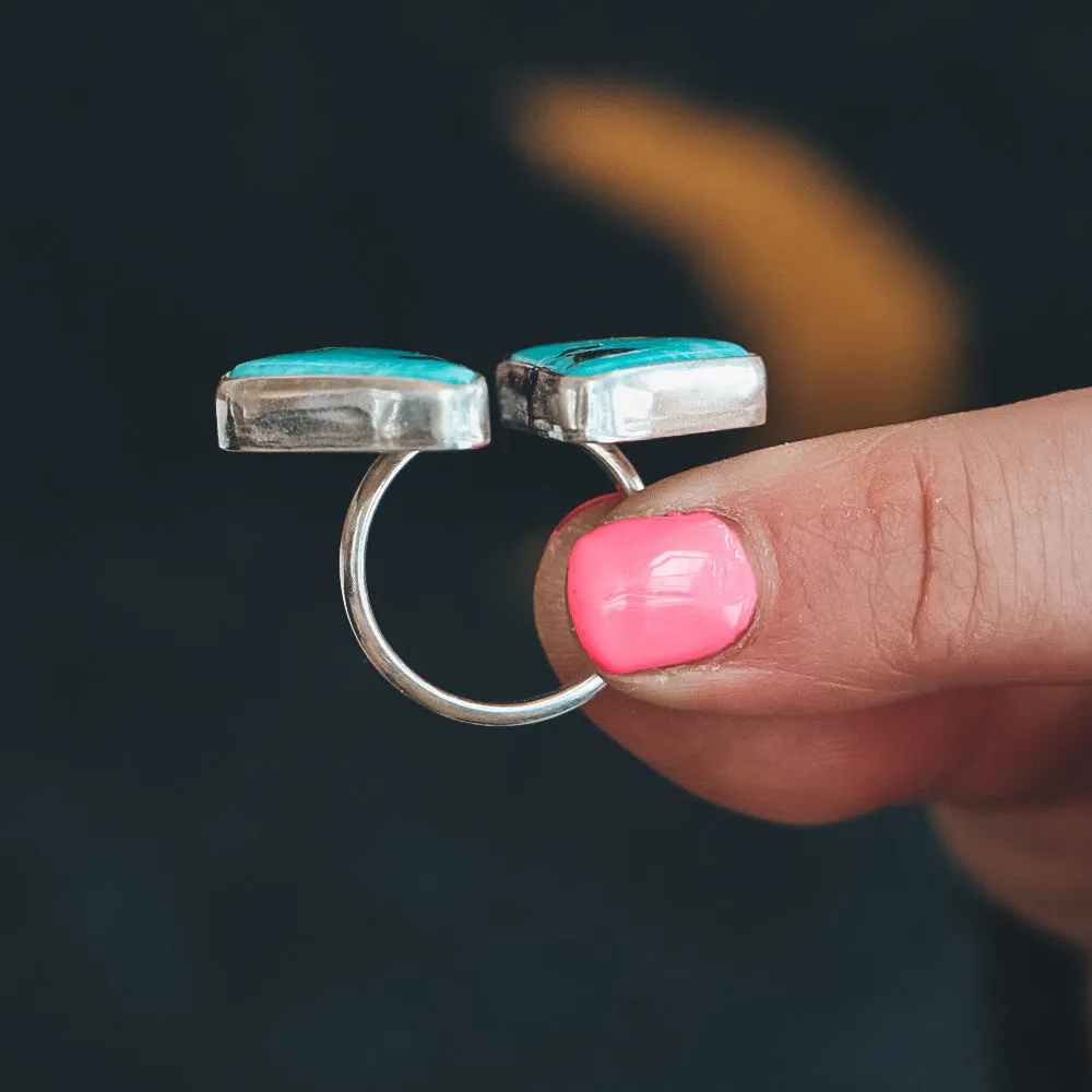 Divided and United Ring - Kingman Turquoise #2, Size 7 - 8
