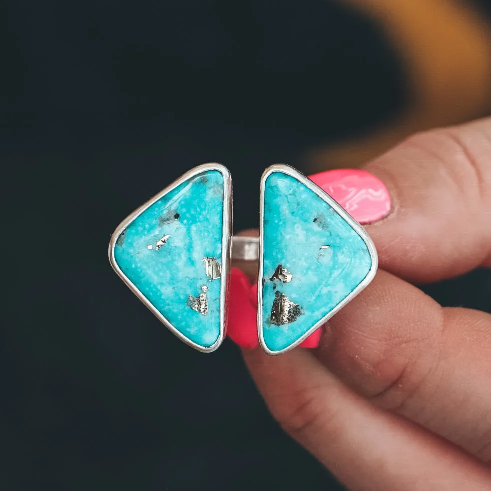 Divided and United Ring - Kingman Turquoise #2, Size 7 - 8
