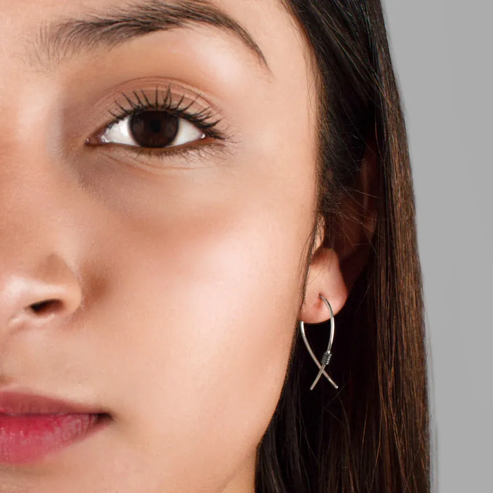 Do The Twist Earrings in Silver & Antiqued Sterling - Small