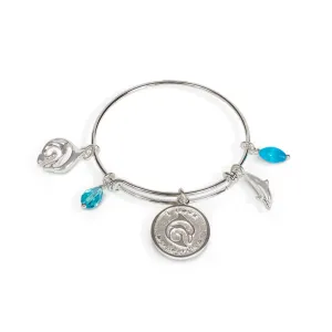Dolphin Bracelet for Women, Dolphin Bangle Bracelet, Dolphin Charm Bracelet, Adjustable Dolphin Bracelet, Expandable Bracelet with Dolphin Charm