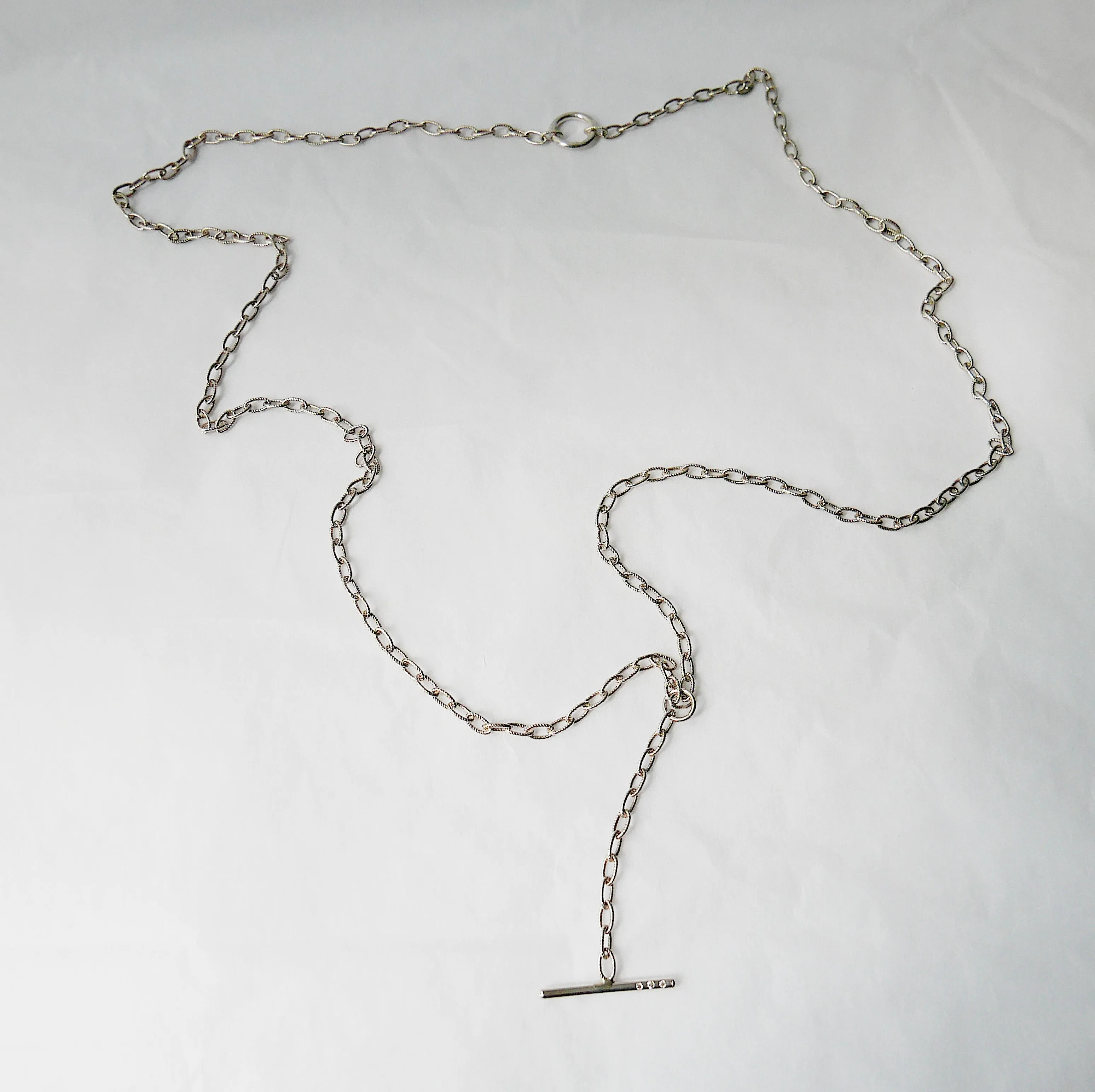 Double Chain Diamond Bar Necklace - Medium