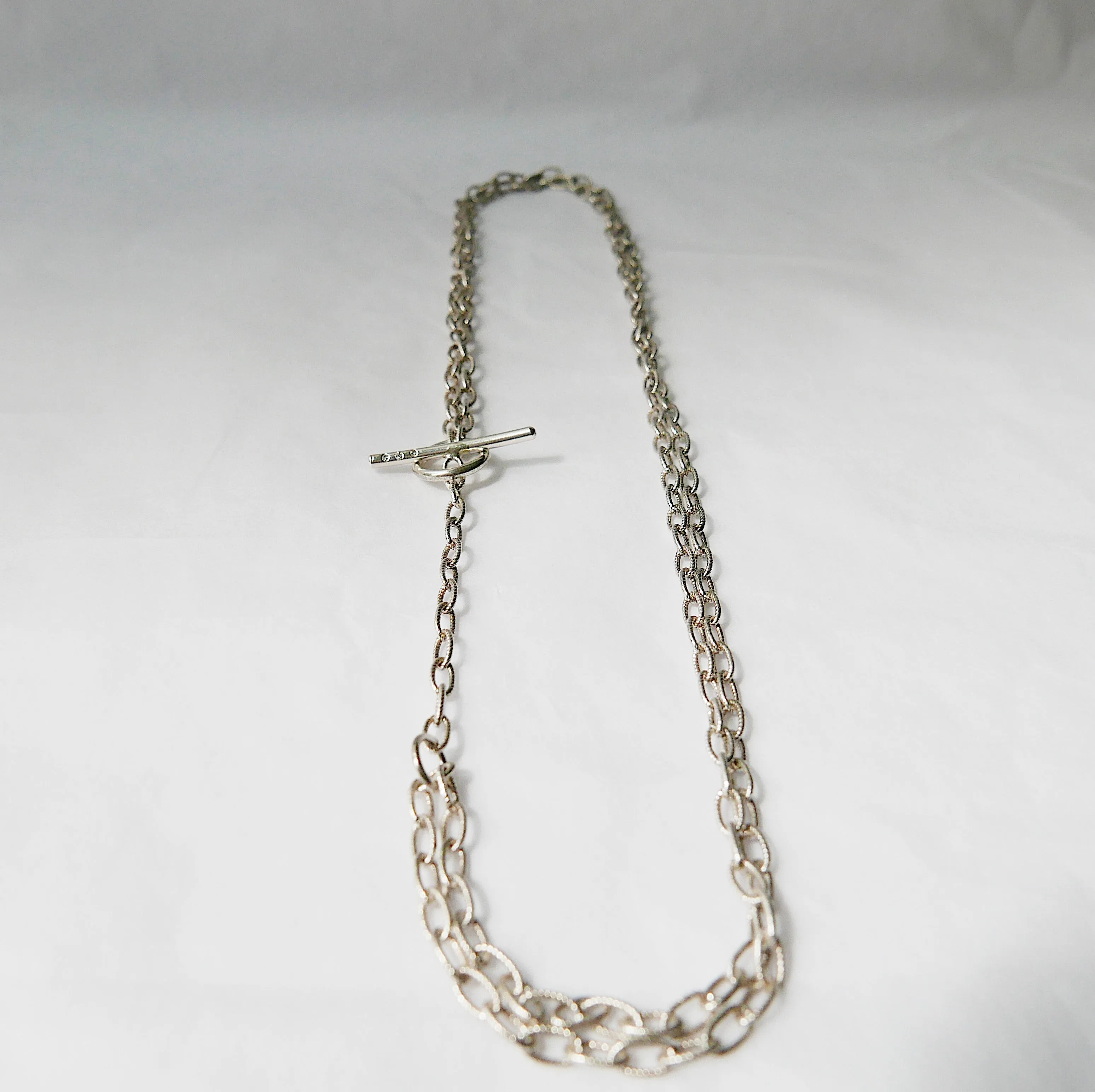 Double Chain Diamond Bar Necklace - Medium