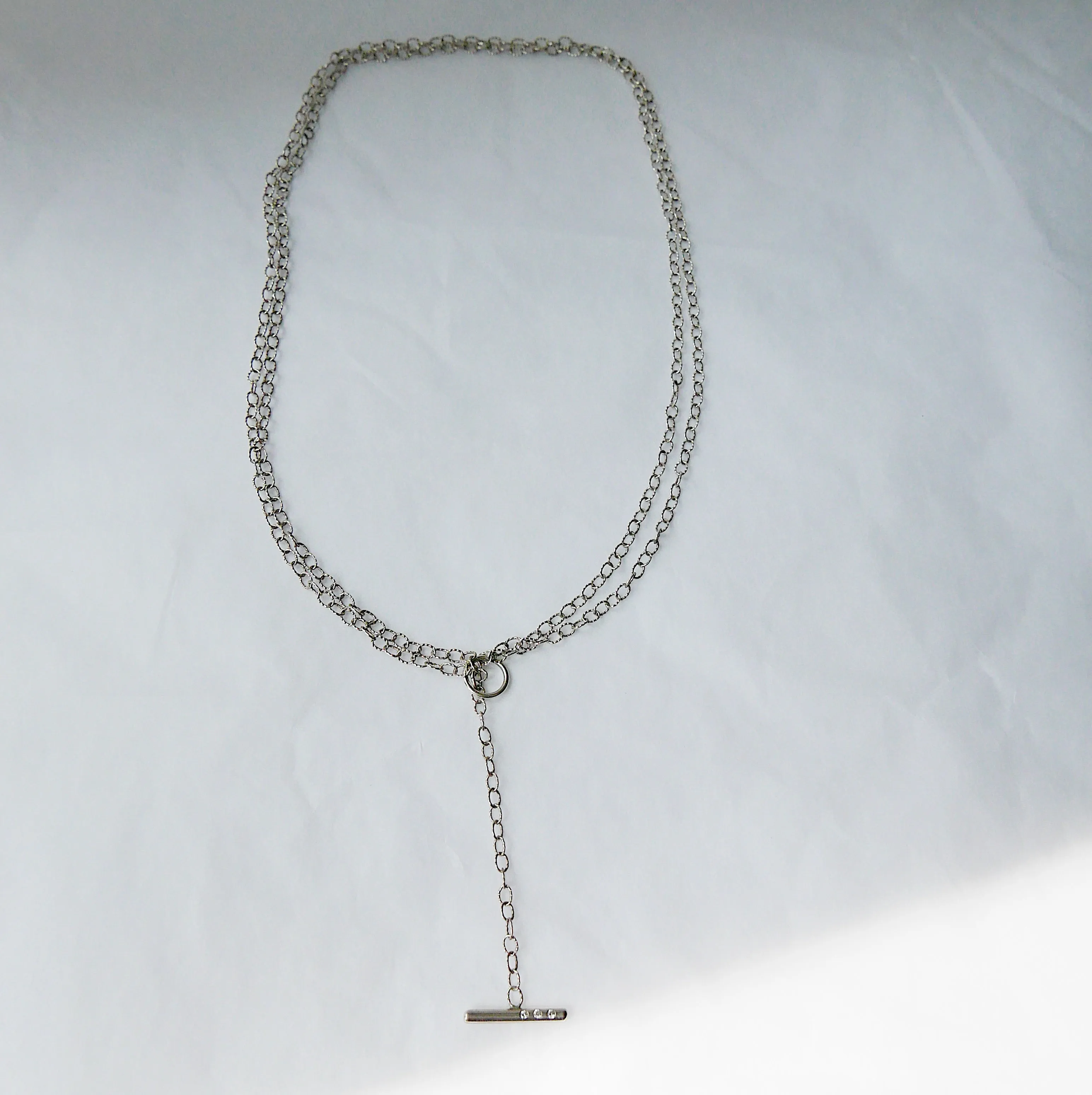 Double Chain Diamond Bar Necklace - Medium