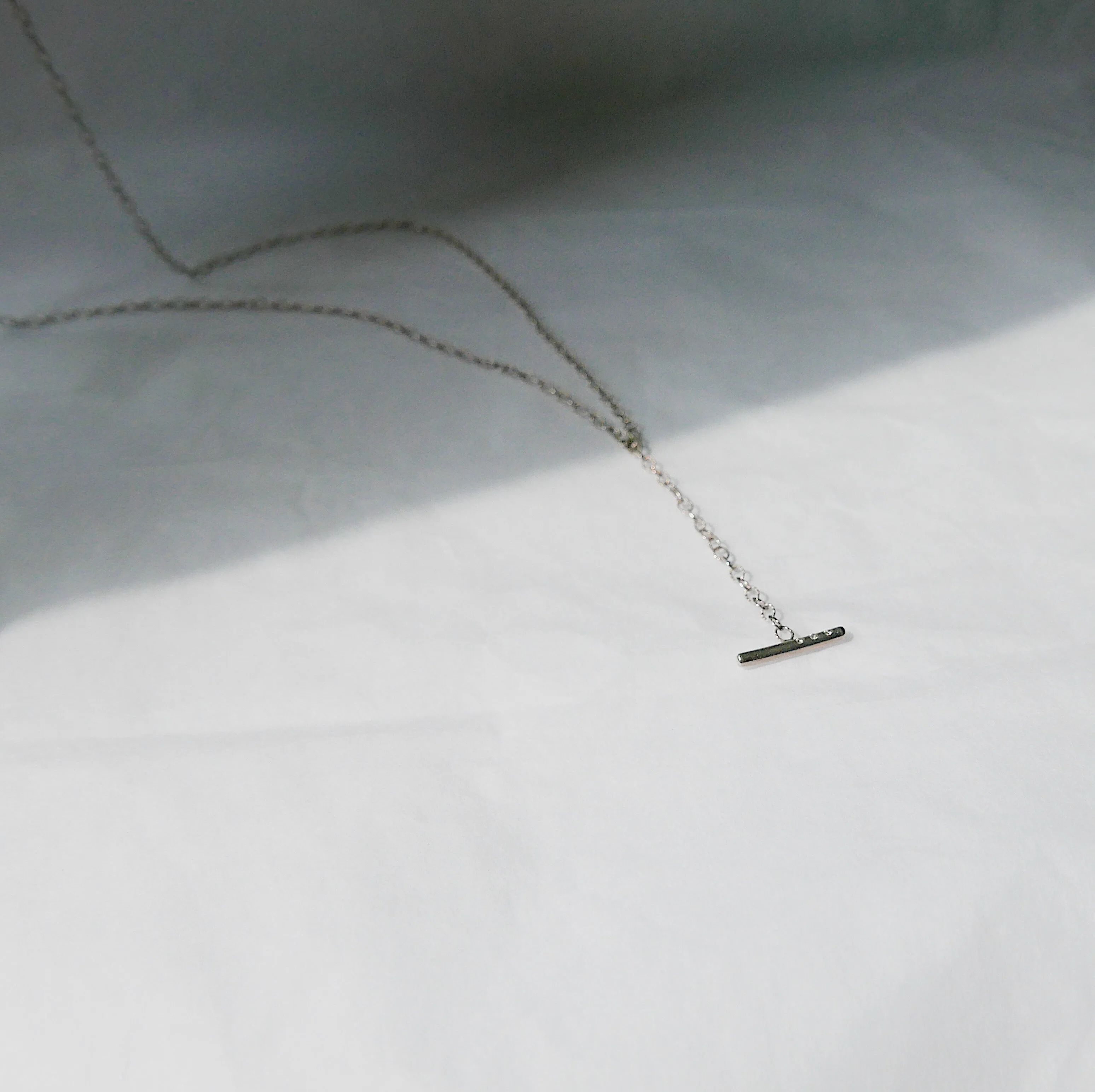 Double Chain Diamond Bar Necklace - Medium
