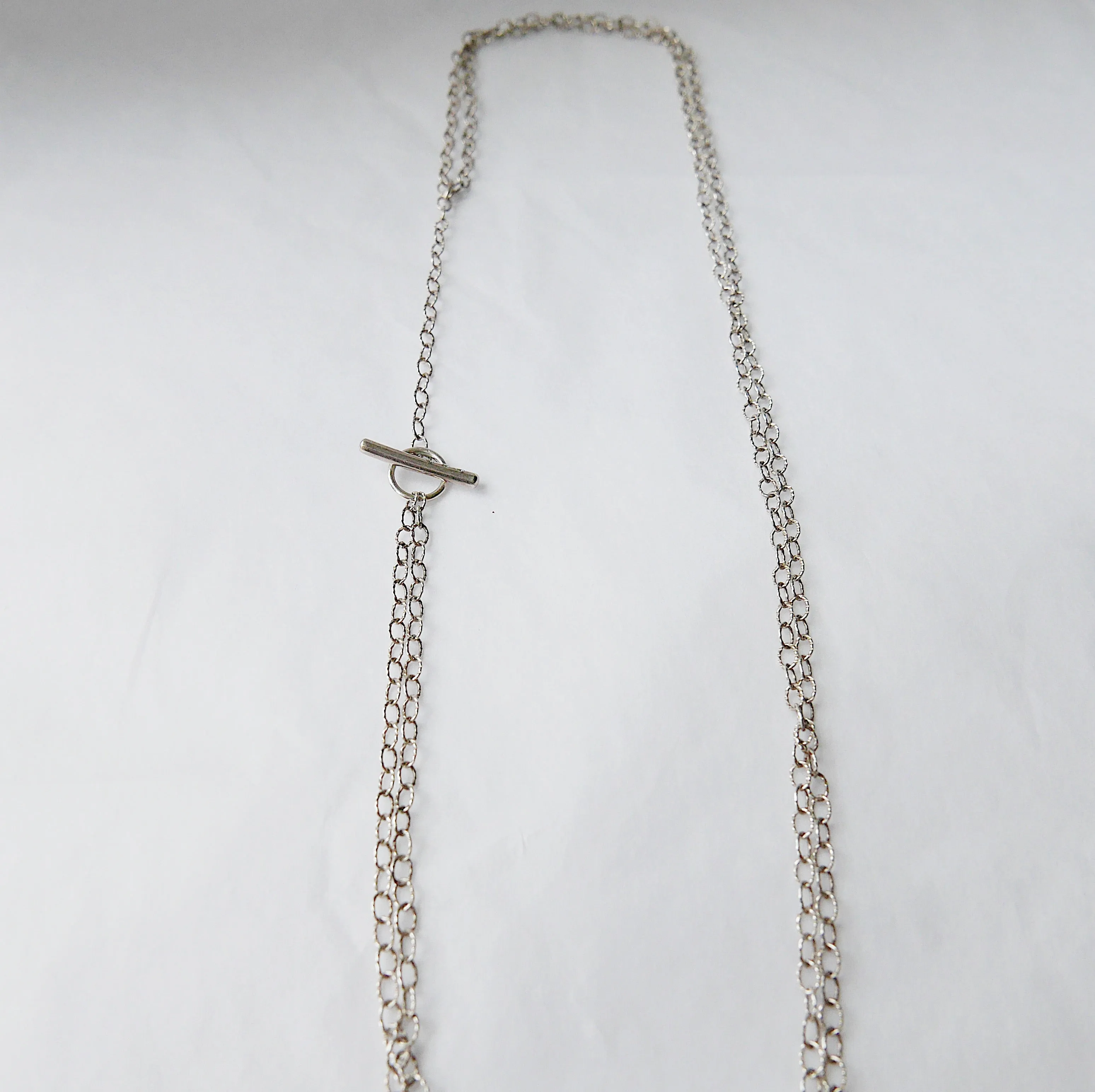 Double Chain Diamond Bar Necklace - Medium