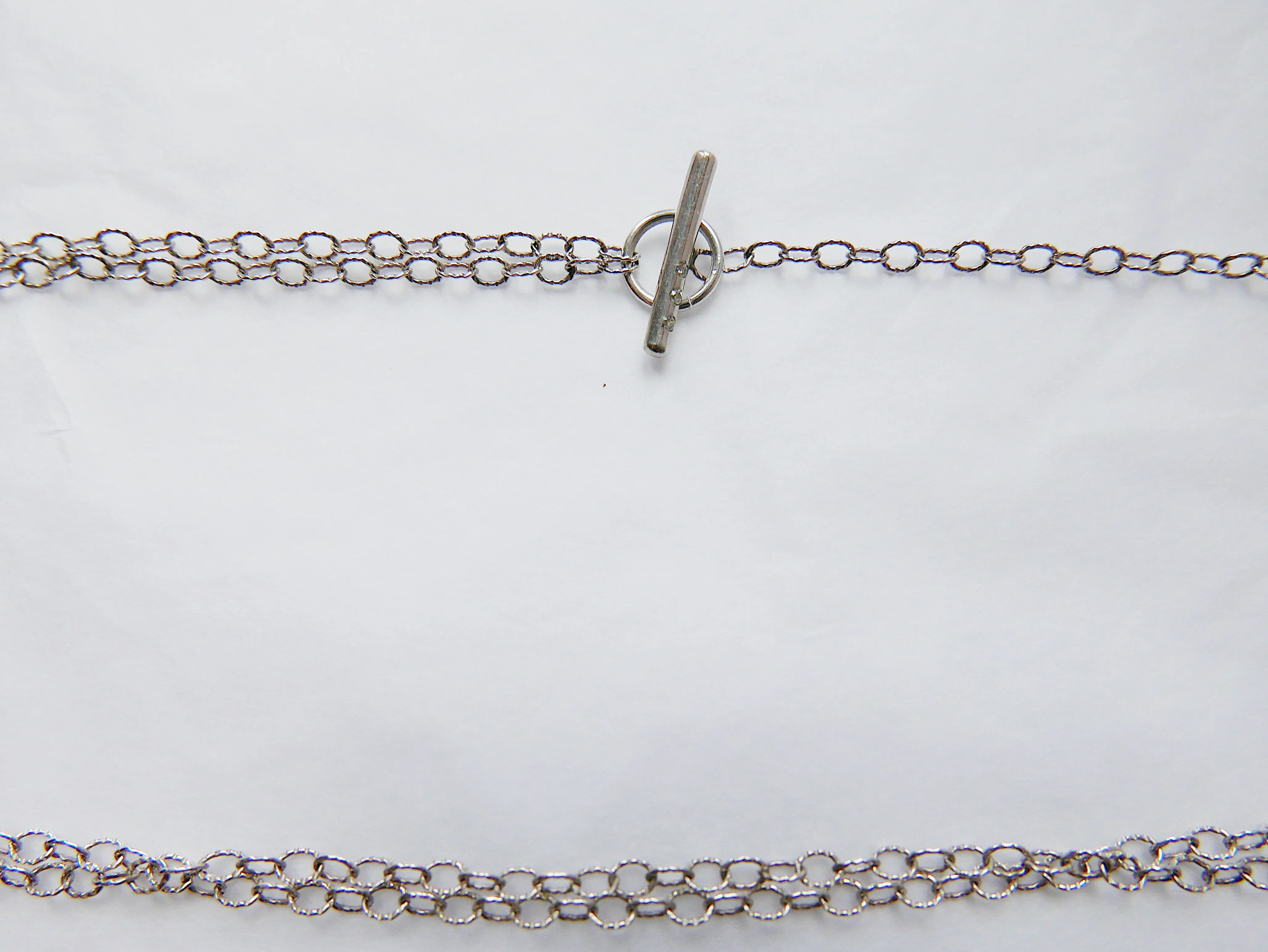 Double Chain Diamond Bar Necklace - Medium