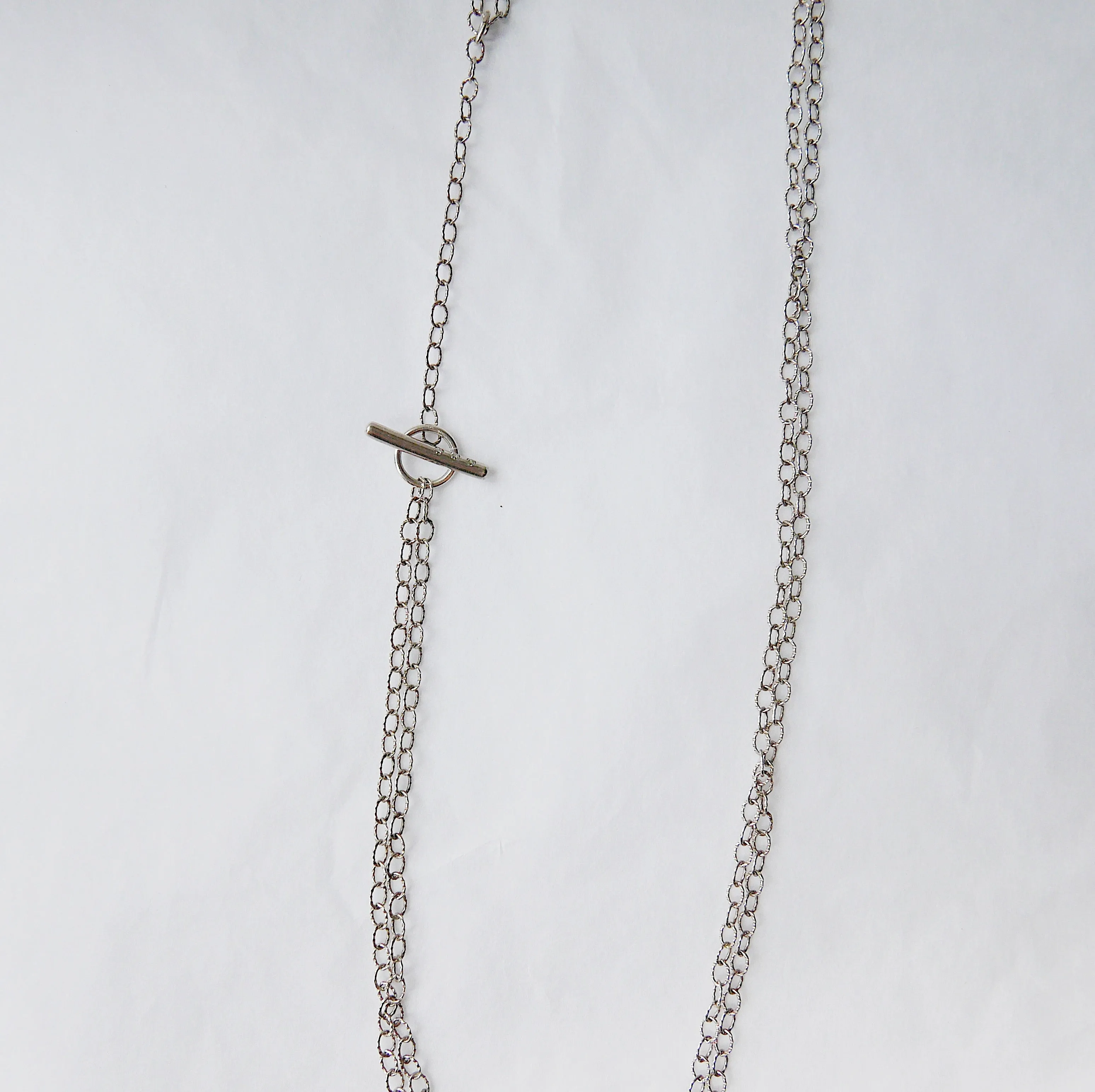 Double Chain Diamond Bar Necklace - Medium