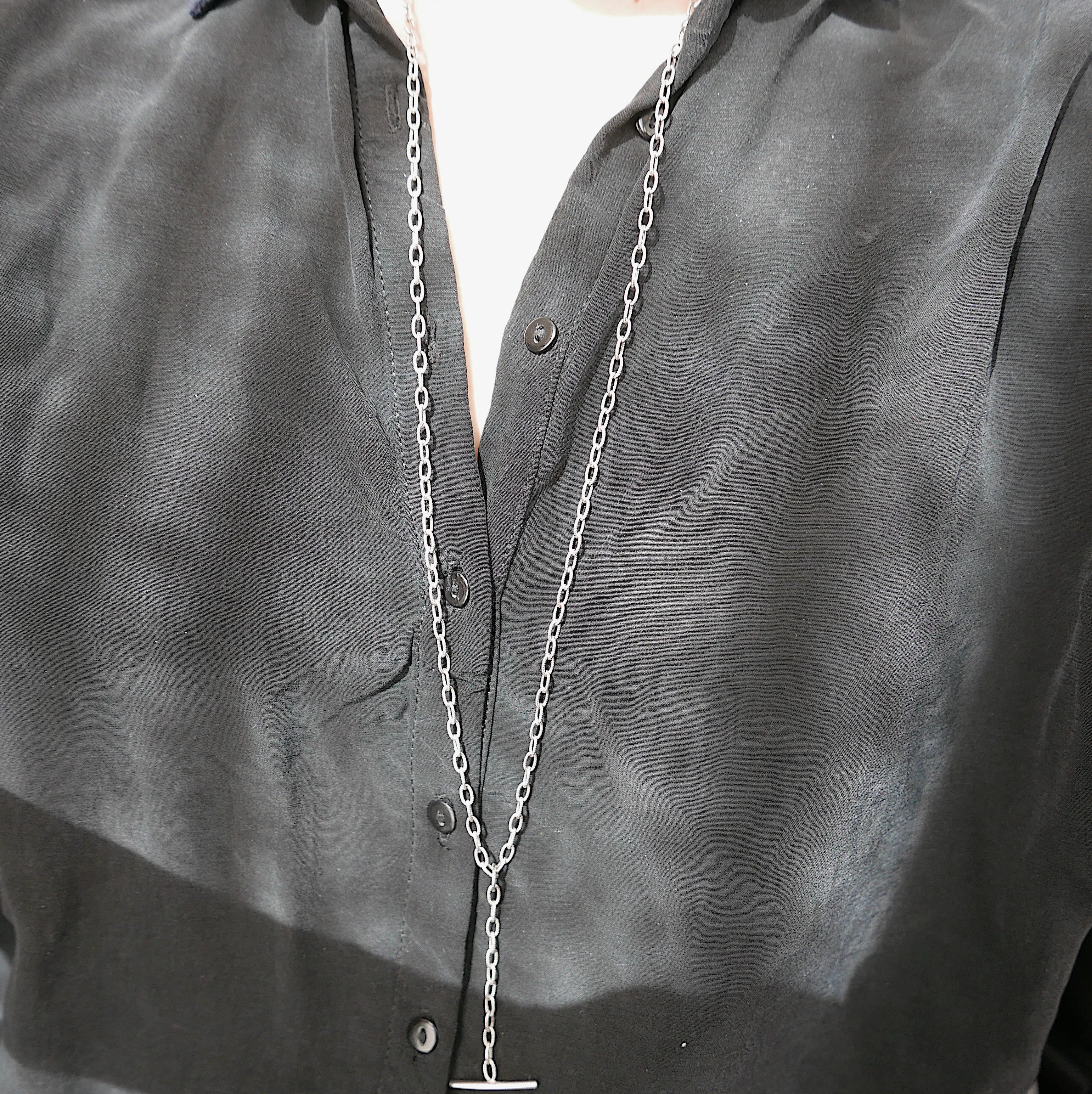 Double Chain Diamond Bar Necklace - Medium