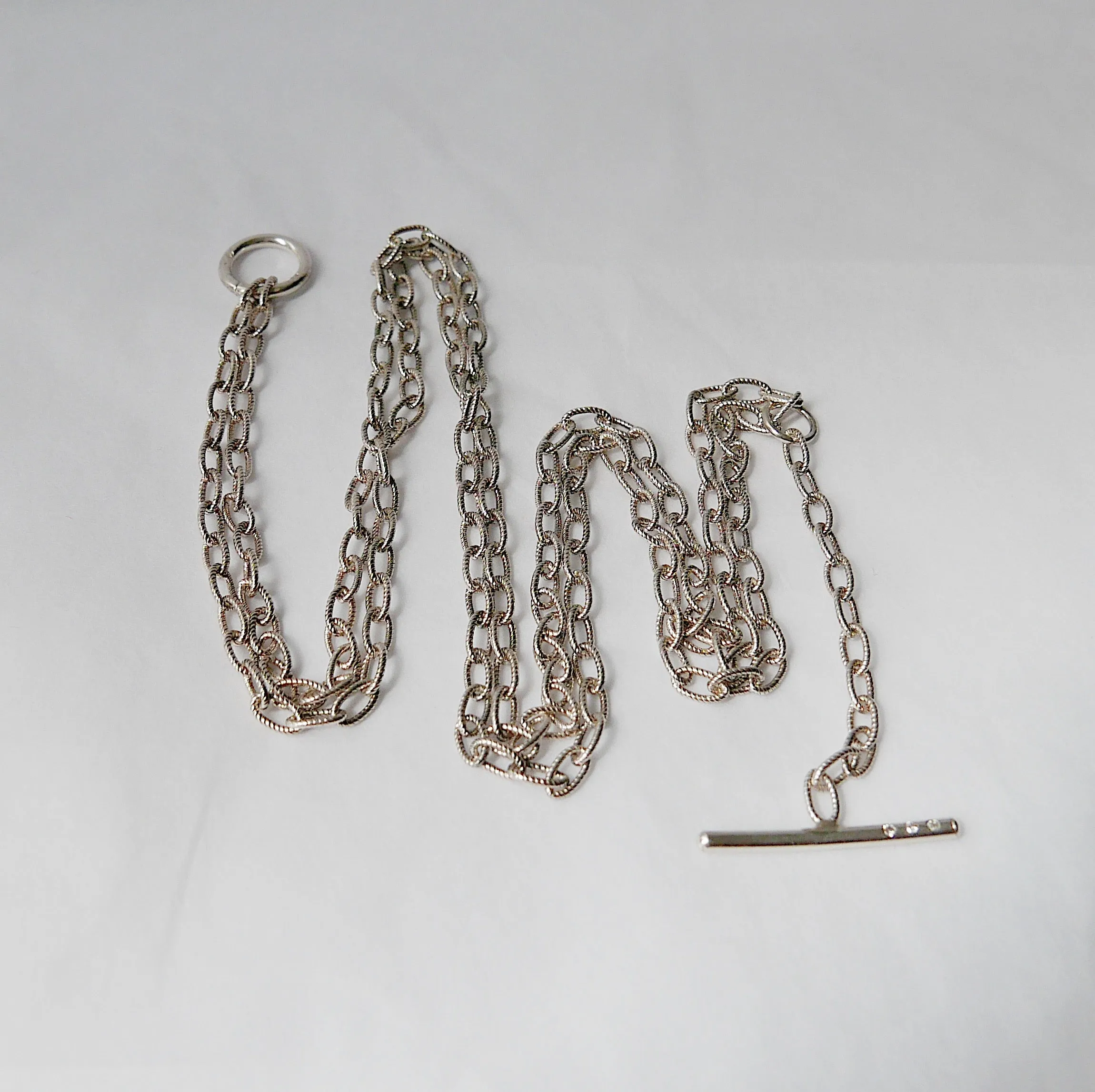 Double Chain Diamond Bar Necklace - Medium
