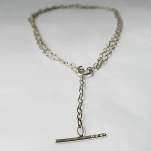 Double Chain Diamond Bar Necklace - Medium