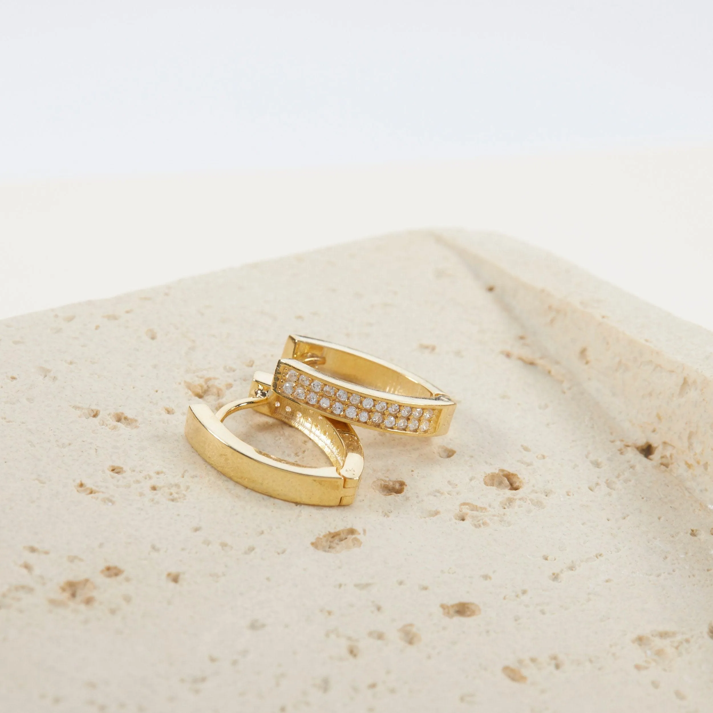Double Row Huggie Hoop Earring - 18K Gold Vermeil