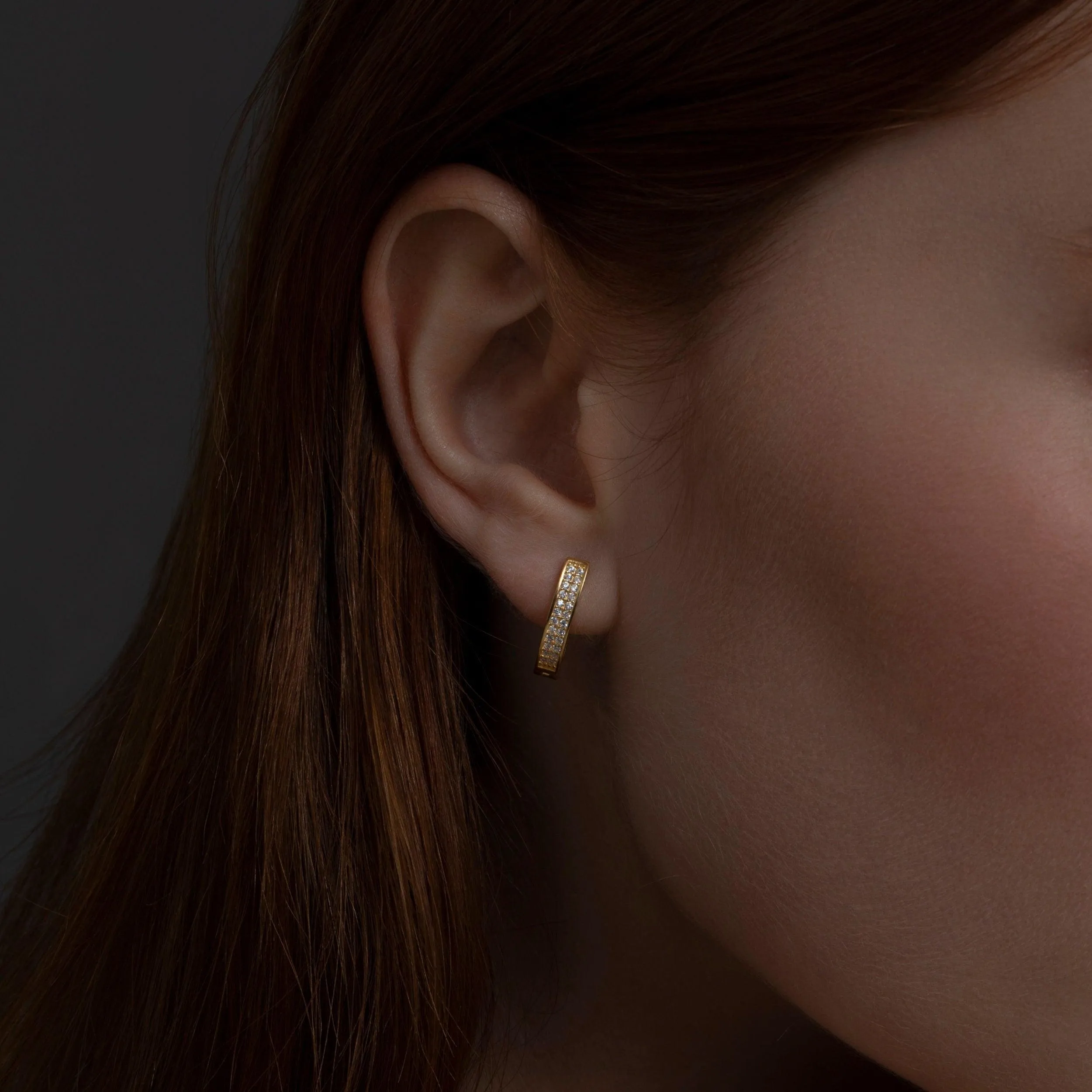 Double Row Huggie Hoop Earring - 18K Gold Vermeil